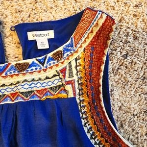Westport Sleeveless Dress Sequins Embroidery Blue Women's M Size